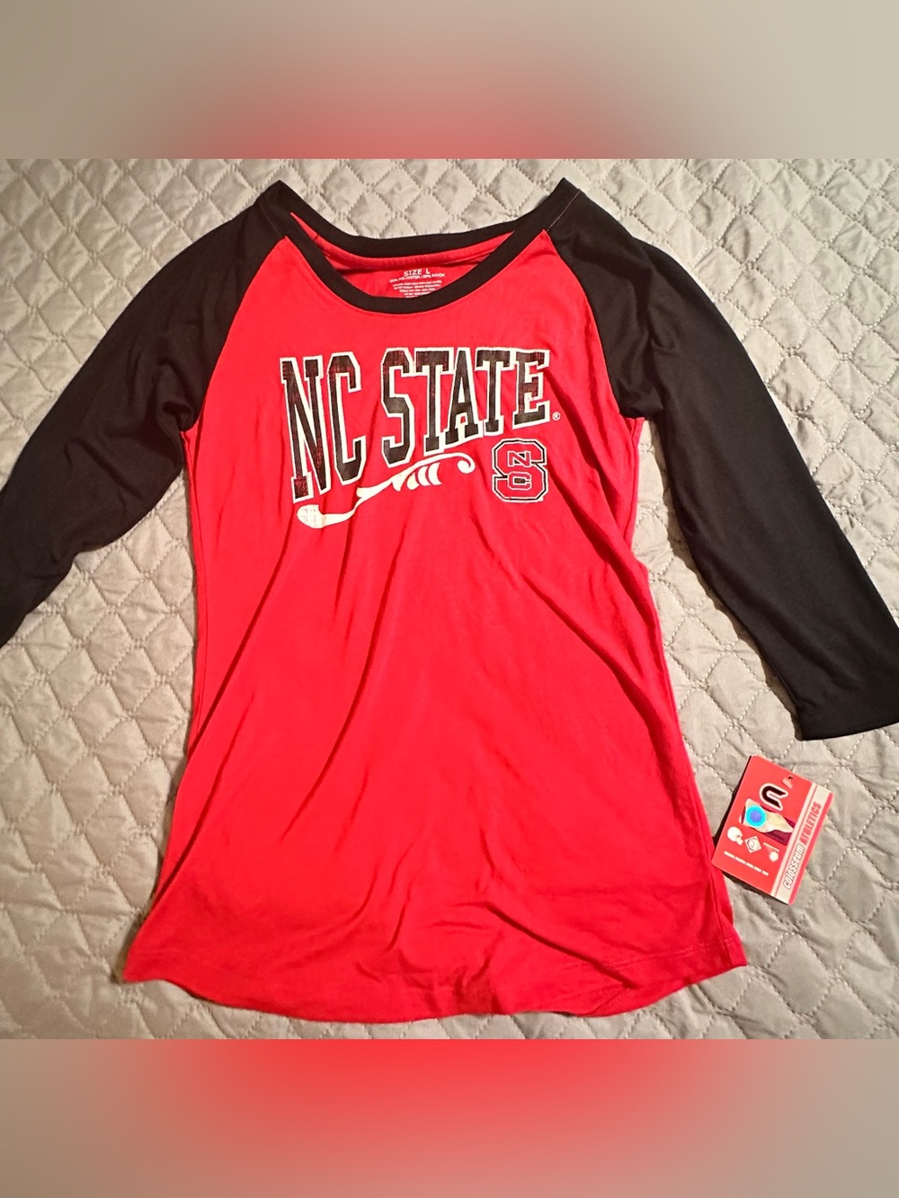 NC State Women's Red Baseball Tee - Size L